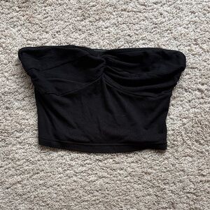SHEIN Black Ruched Strapless Crop Top